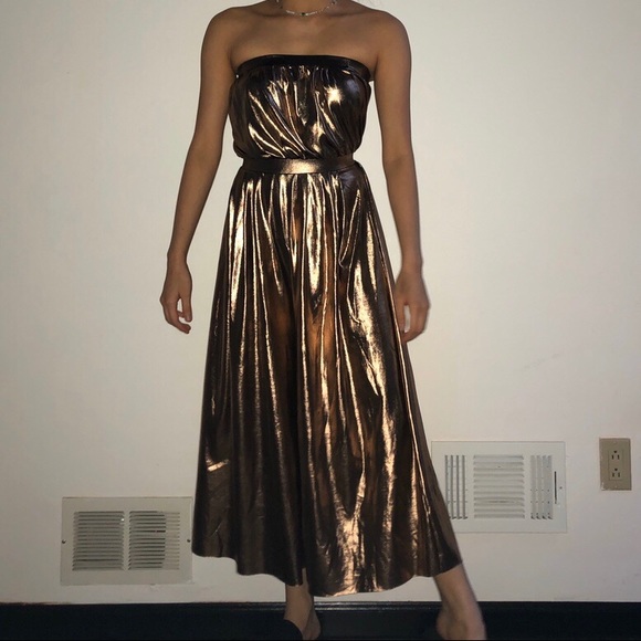 Urban Outfitters Gold Metalic Jumpsuit - Picture 1 of 2